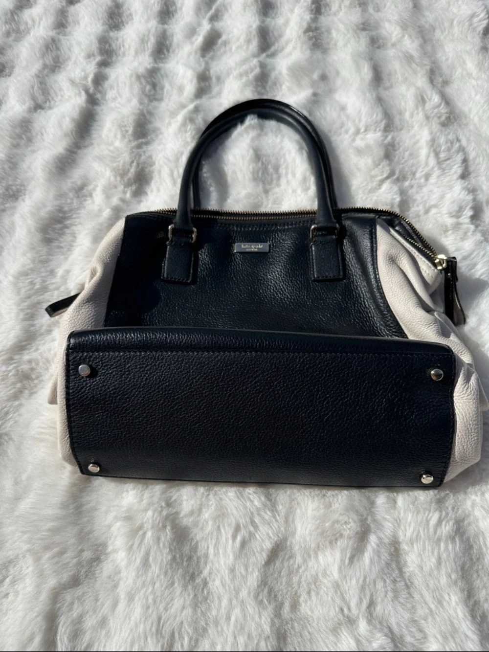 Kate Spade Ollie magnolia satchel tote leather black and white